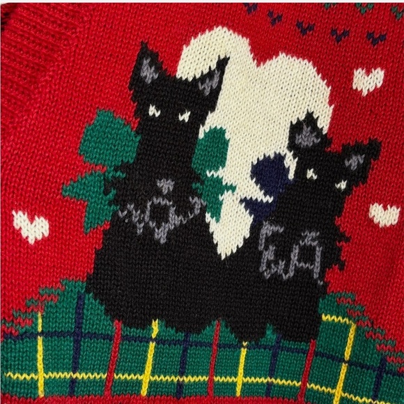 RARE Vintage Susan Bristol 1992 Scottie Terrier Dog Cardigan Holiday Sweater M - Picture 13 of 13